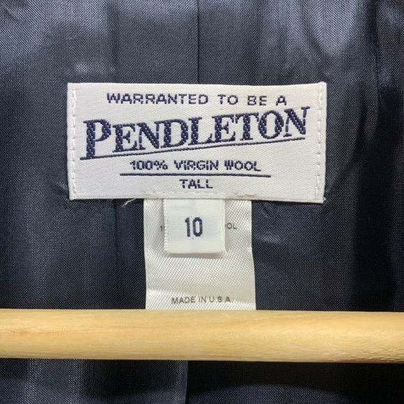 Pendleton Suit Blazer Womens Sz 10 Dark Blue 100% Virgin Wool Gold Buttons - Picture 4 of 4